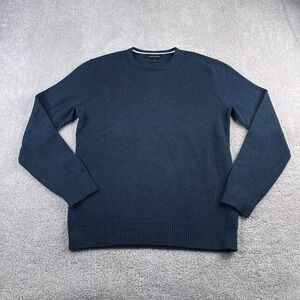 Banana Republic Sweater Mens Large Blue Waffle Chunky Knit Crewneck Pullover
